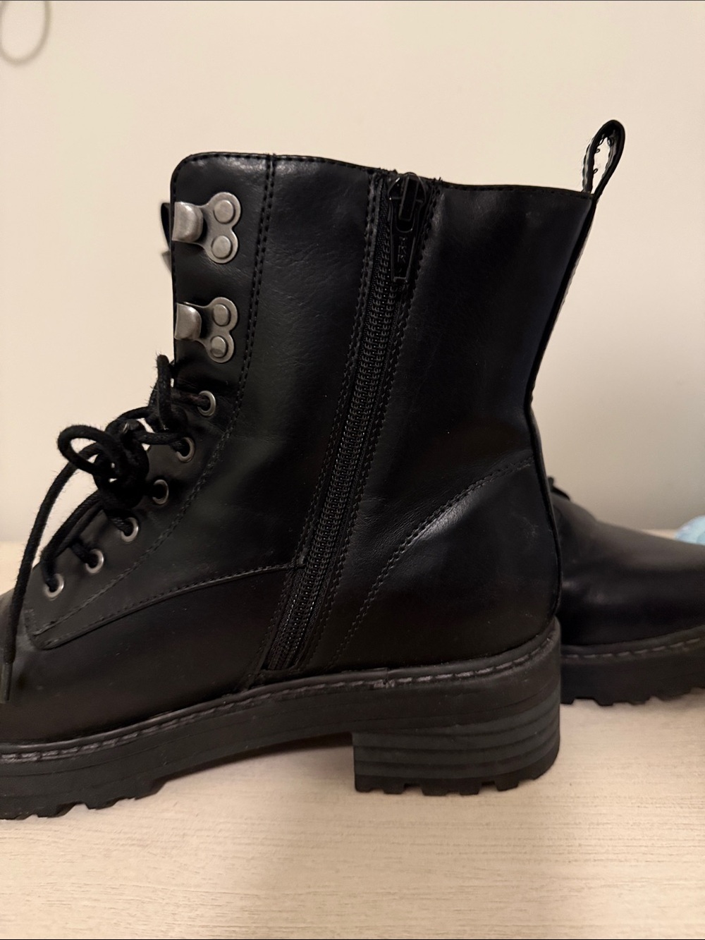 Universal Thread Black Lace-Up Platform Moto Boots - Picture 4 of 4